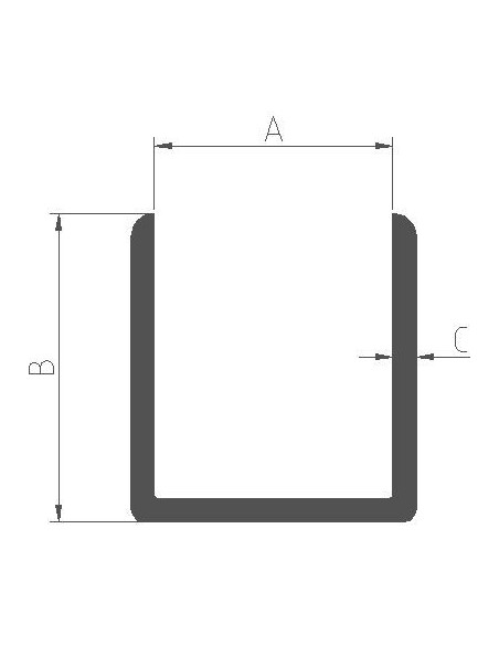 Perfil U de 100x42x2 mm en PVC - Caja de 30 ml